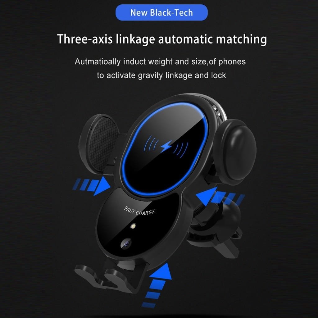 10W Wireless Triangle Mount Automatic Clamping Car Fast Charger - AutorDeIdeas