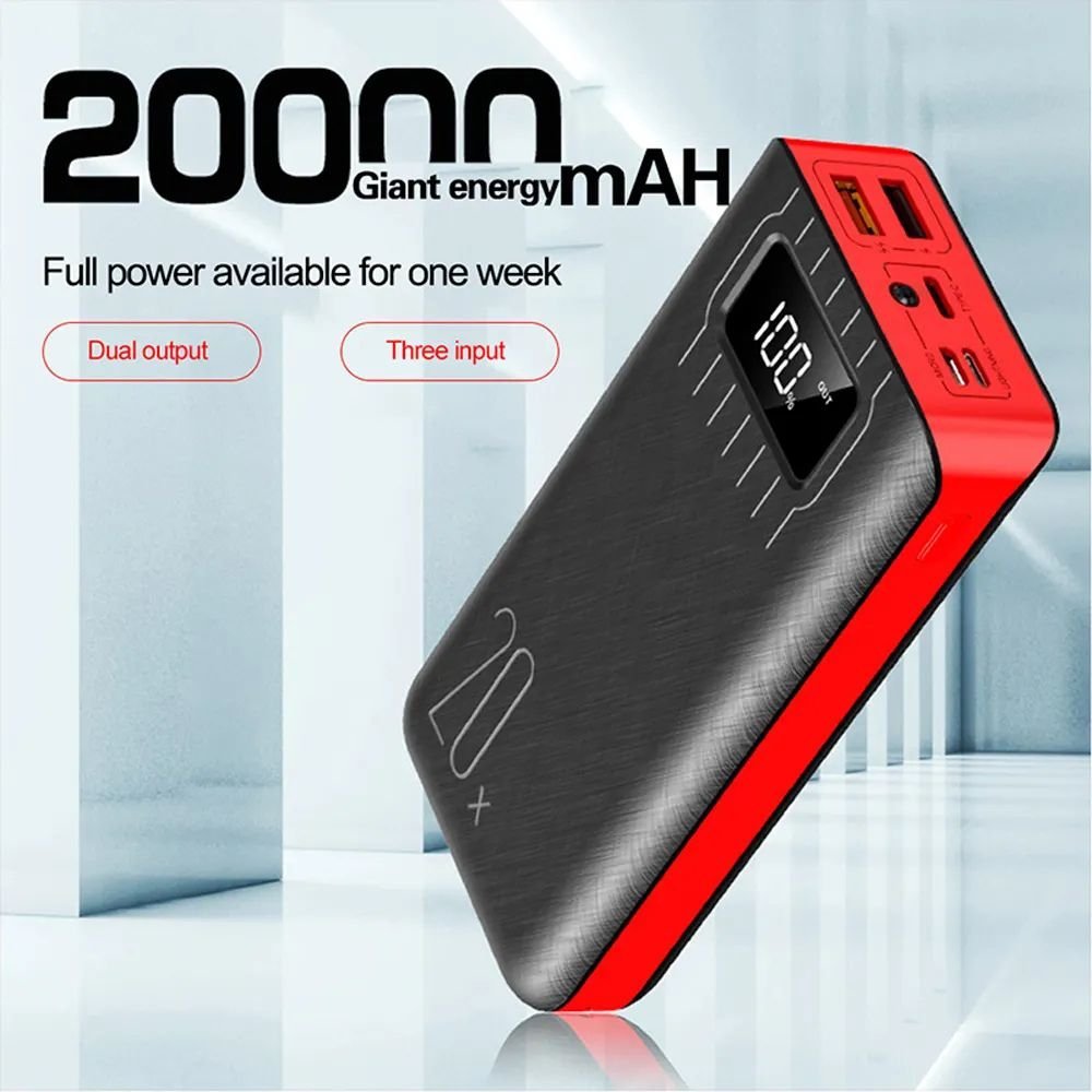 20000mAh External Battery Power Bank Dual USB With LED Flashlight - AutorDeIdeas