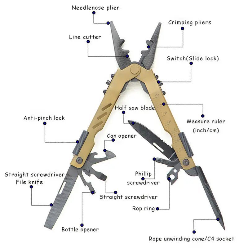 Multitool Multifunctional Stainless steel Pliers - AutorDeIdeas